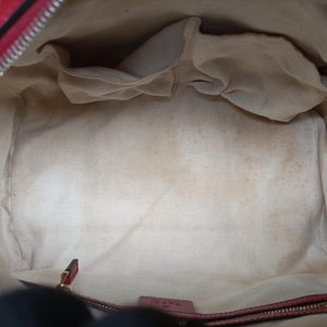 Pre-owned Gucci Sherry Line khaki×red canvas×leather 269876 shoulderbag | stylenewstar