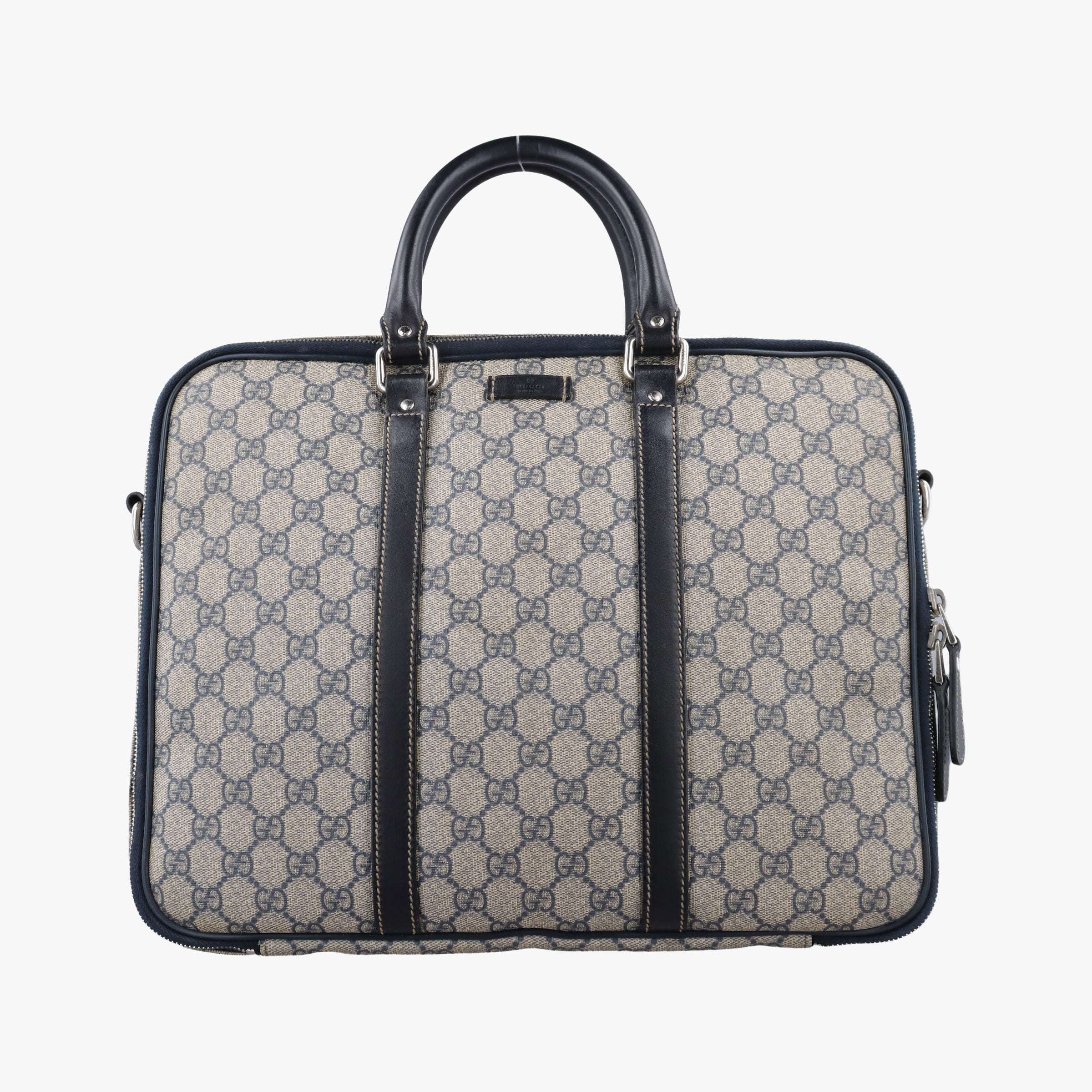 Pre-owned Gucci GG Supreme Briefcase Business Beige×Navy PVC coated canvas×Leather 223667 handbag | stylenewstar