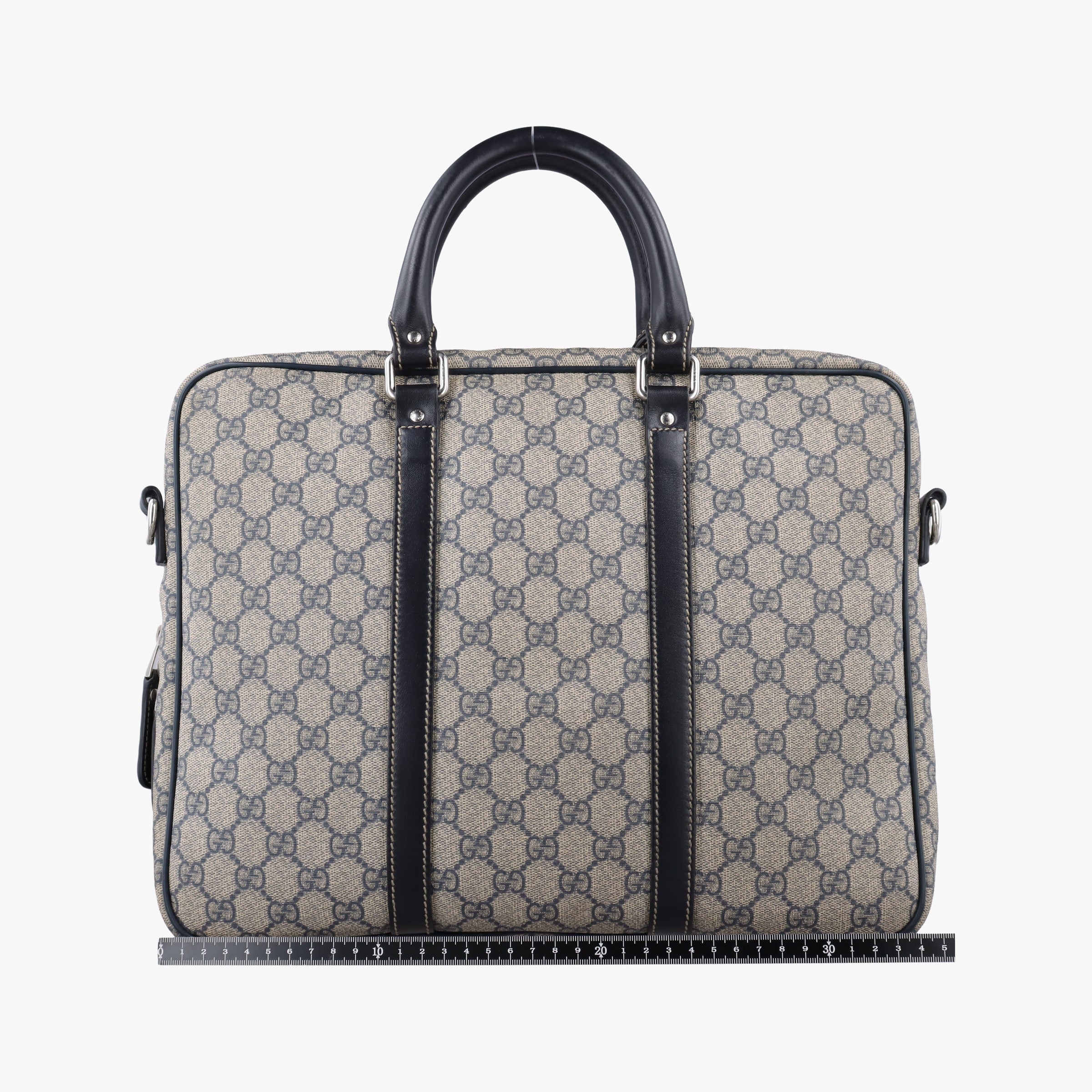 Pre-owned Gucci GG Supreme Briefcase Business Beige×Navy PVC coated canvas×Leather 223667 handbag | stylenewstar