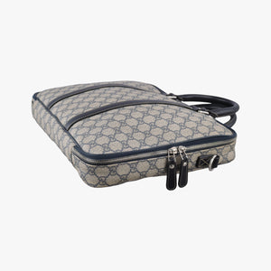 Pre-owned Gucci GG Supreme Briefcase Business Beige×Navy PVC coated canvas×Leather 223667 handbag | stylenewstar