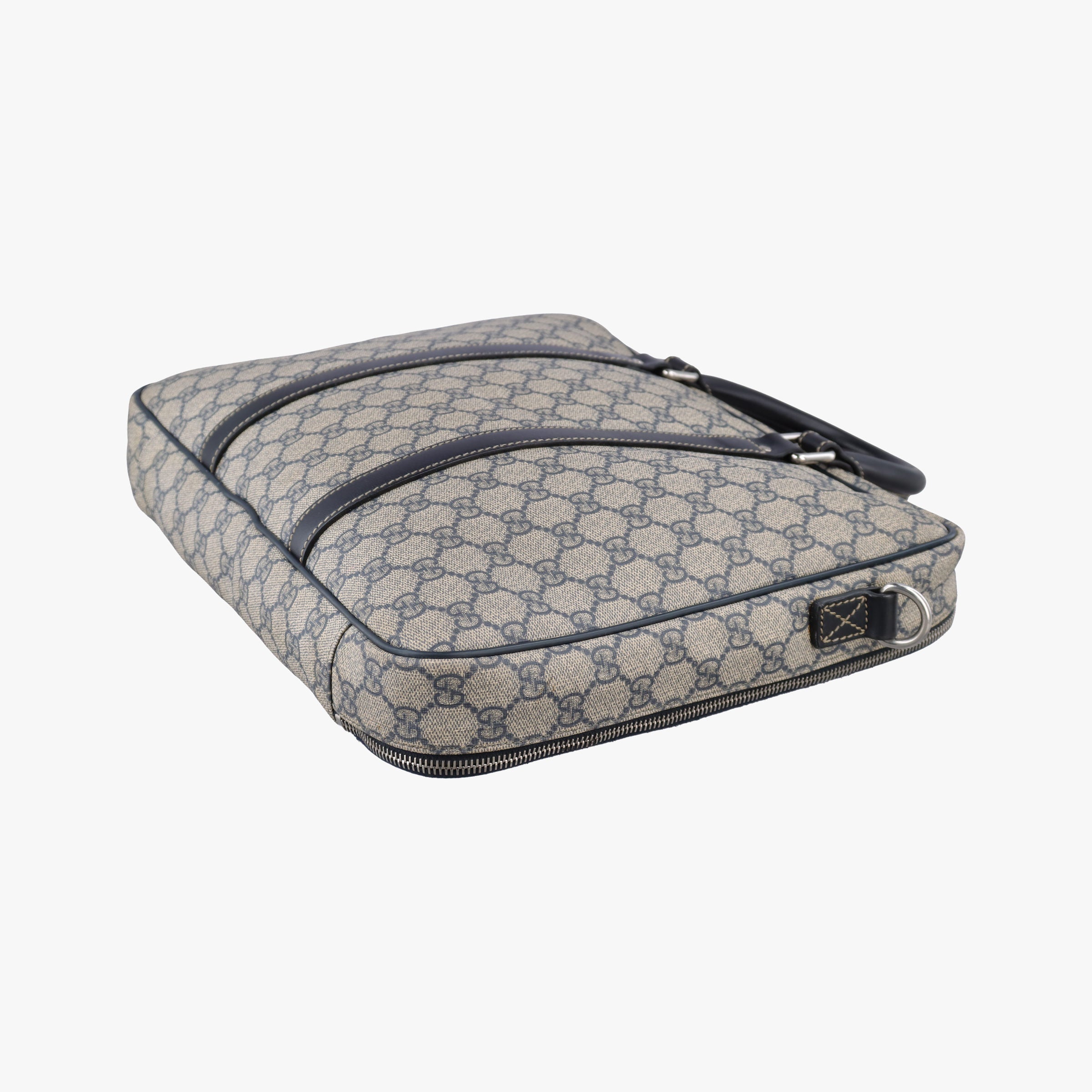 Pre-owned Gucci GG Supreme Briefcase Business Beige×Navy PVC coated canvas×Leather 223667 handbag | stylenewstar