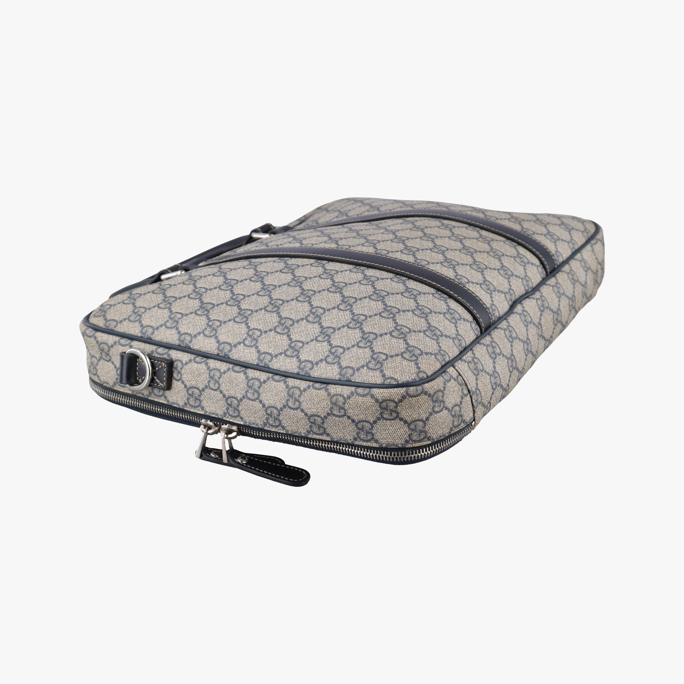 Pre-owned Gucci GG Supreme Briefcase Business Beige×Navy PVC coated canvas×Leather 223667 handbag | stylenewstar