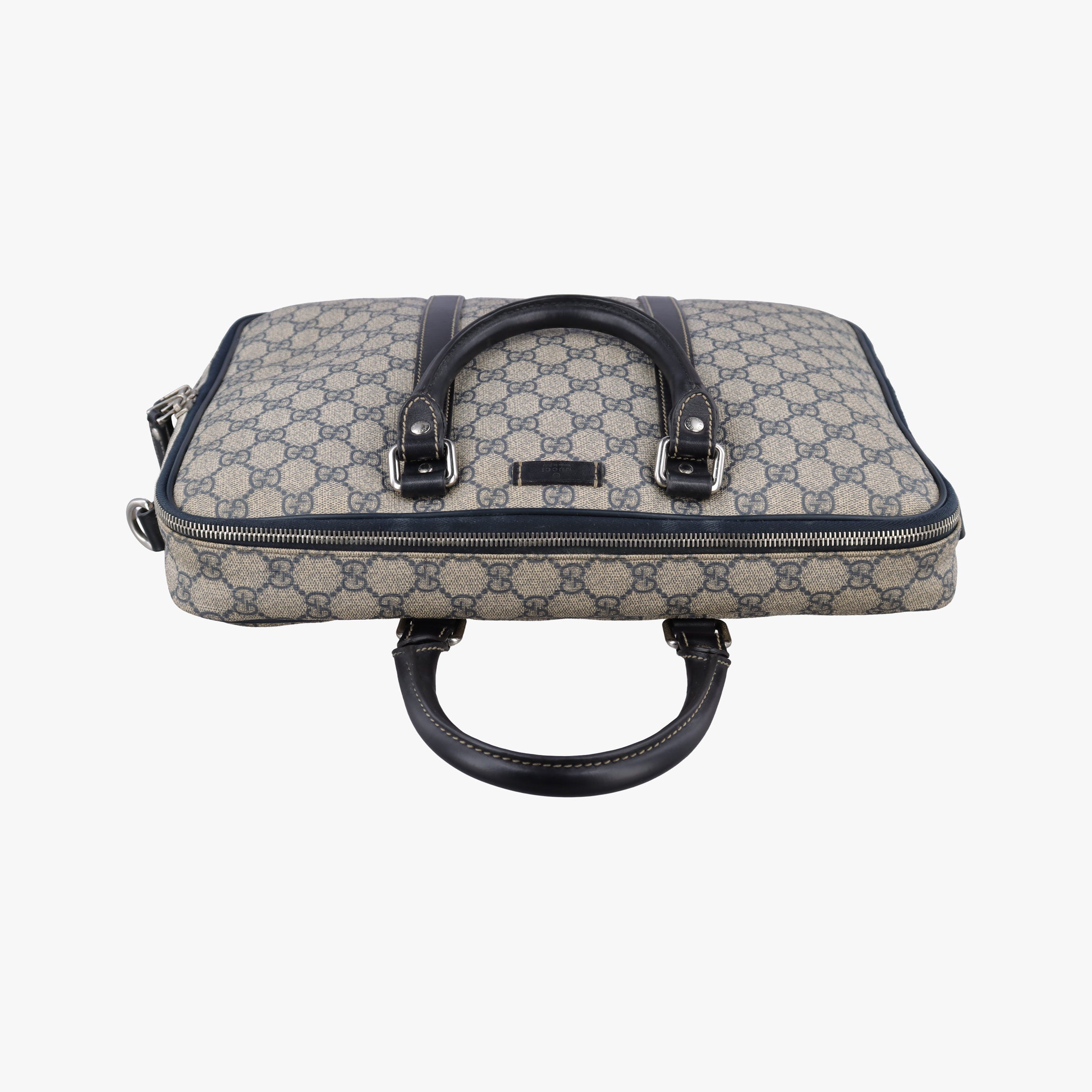 Pre-owned Gucci GG Supreme Briefcase Business Beige×Navy PVC coated canvas×Leather 223667 handbag | stylenewstar