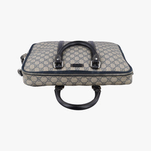 Pre-owned Gucci GG Supreme Briefcase Business Beige×Navy PVC coated canvas×Leather 223667 handbag | stylenewstar