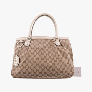 Pre-owned Gucci Sukey Brown Canvas×Leather 296835 handbag | stylenewstar