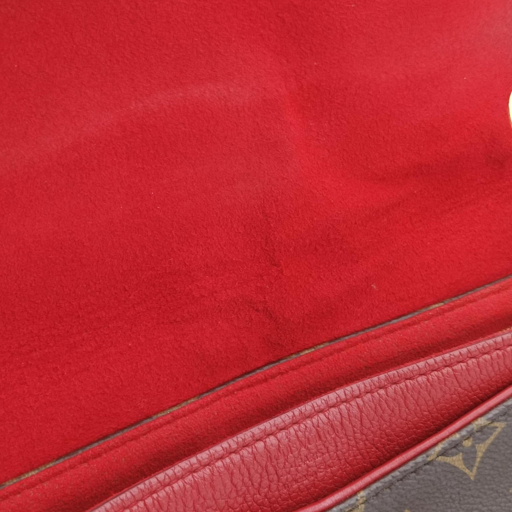 Pre-owned Louis Vuitton PALLAS Chain Brown×CERISE Monogram Canvas×calf leather M41201 shoulderbag | stylenewstar