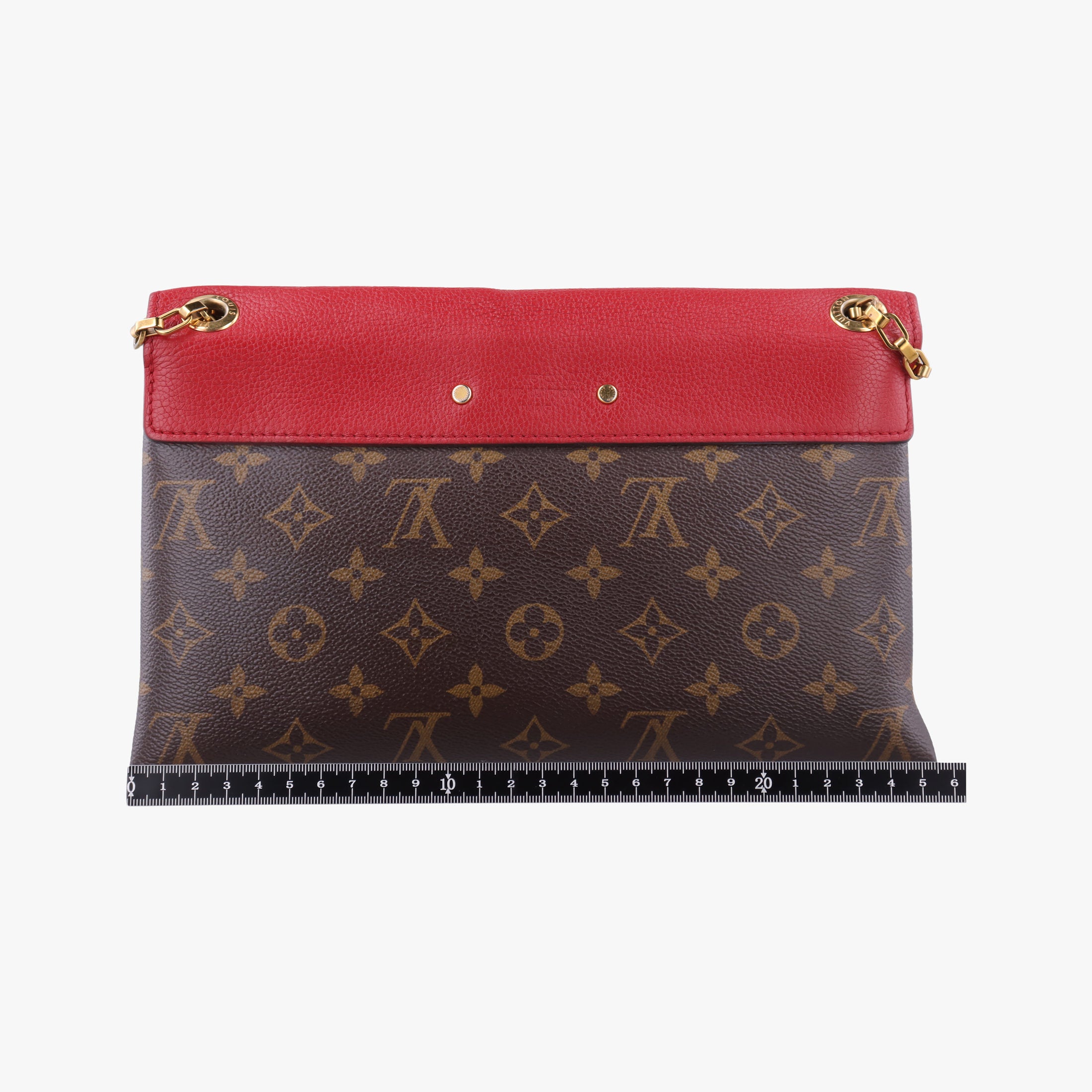 Pre-owned Louis Vuitton PALLAS Chain Brown×CERISE Monogram Canvas×calf leather M41201 shoulderbag | stylenewstar