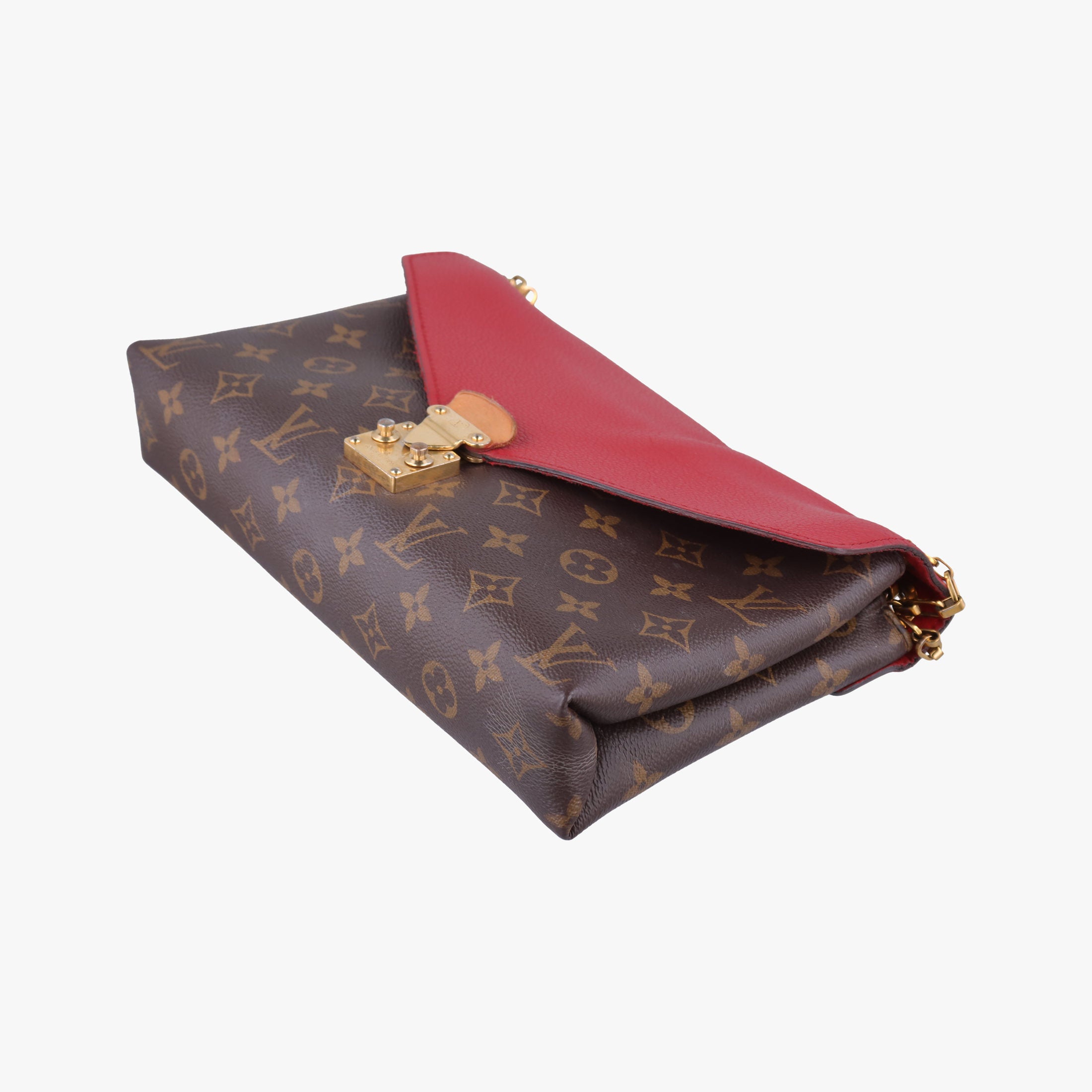 Pre-owned Louis Vuitton PALLAS Chain Brown×CERISE Monogram Canvas×calf leather M41201 shoulderbag | stylenewstar