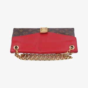 Pre-owned Louis Vuitton PALLAS Chain Brown×CERISE Monogram Canvas×calf leather M41201 shoulderbag | stylenewstar