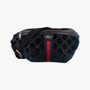Secondhand Gucci GG Velvet Navy velour 574968 bum bag/waist bag | stylenewstar