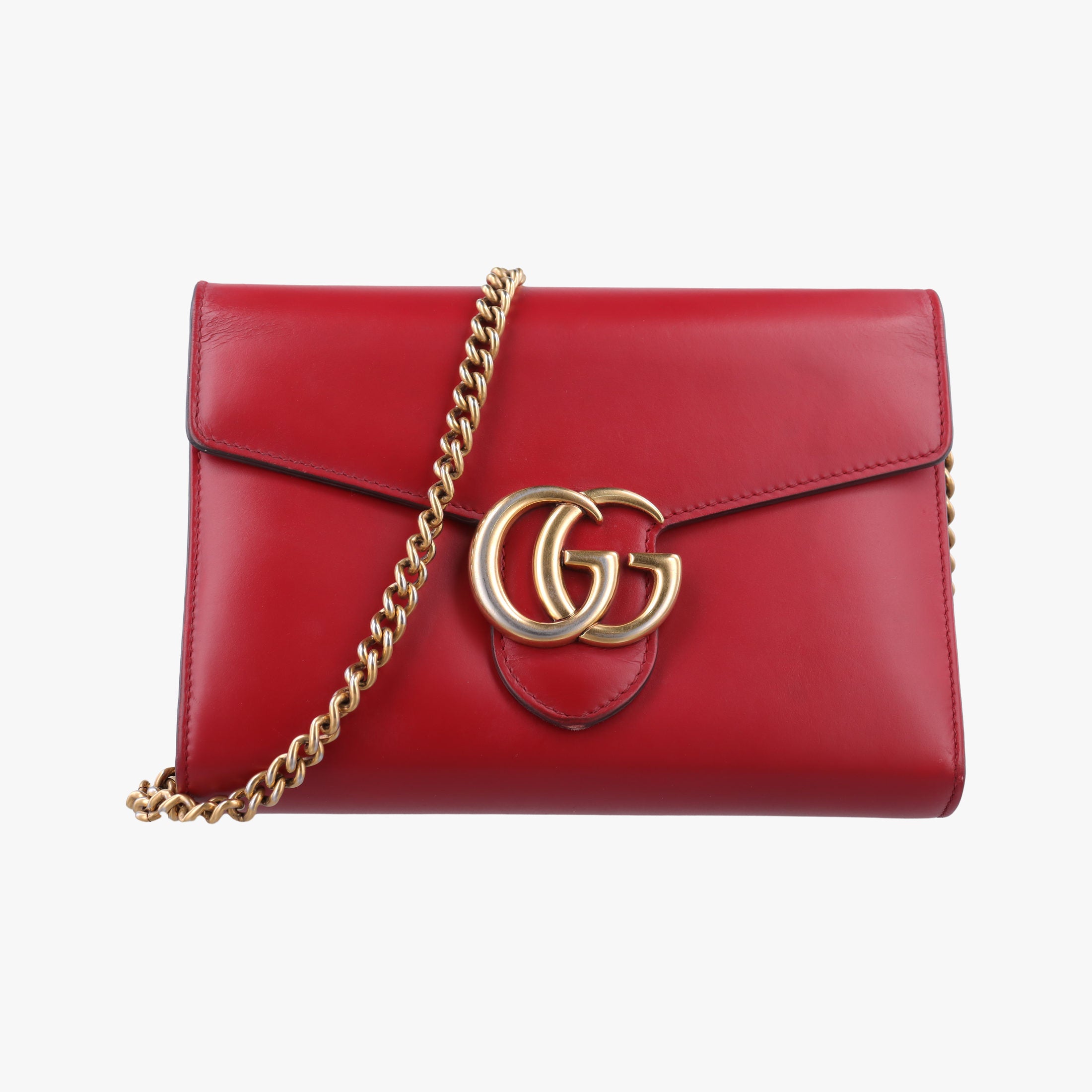 Pre-owned Gucci GG Marmont Red Leather 401232 shoulderbag | stylenewstar