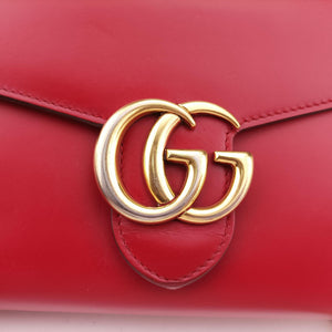 Pre-owned Gucci GG Marmont Red Leather 401232 shoulderbag | stylenewstar