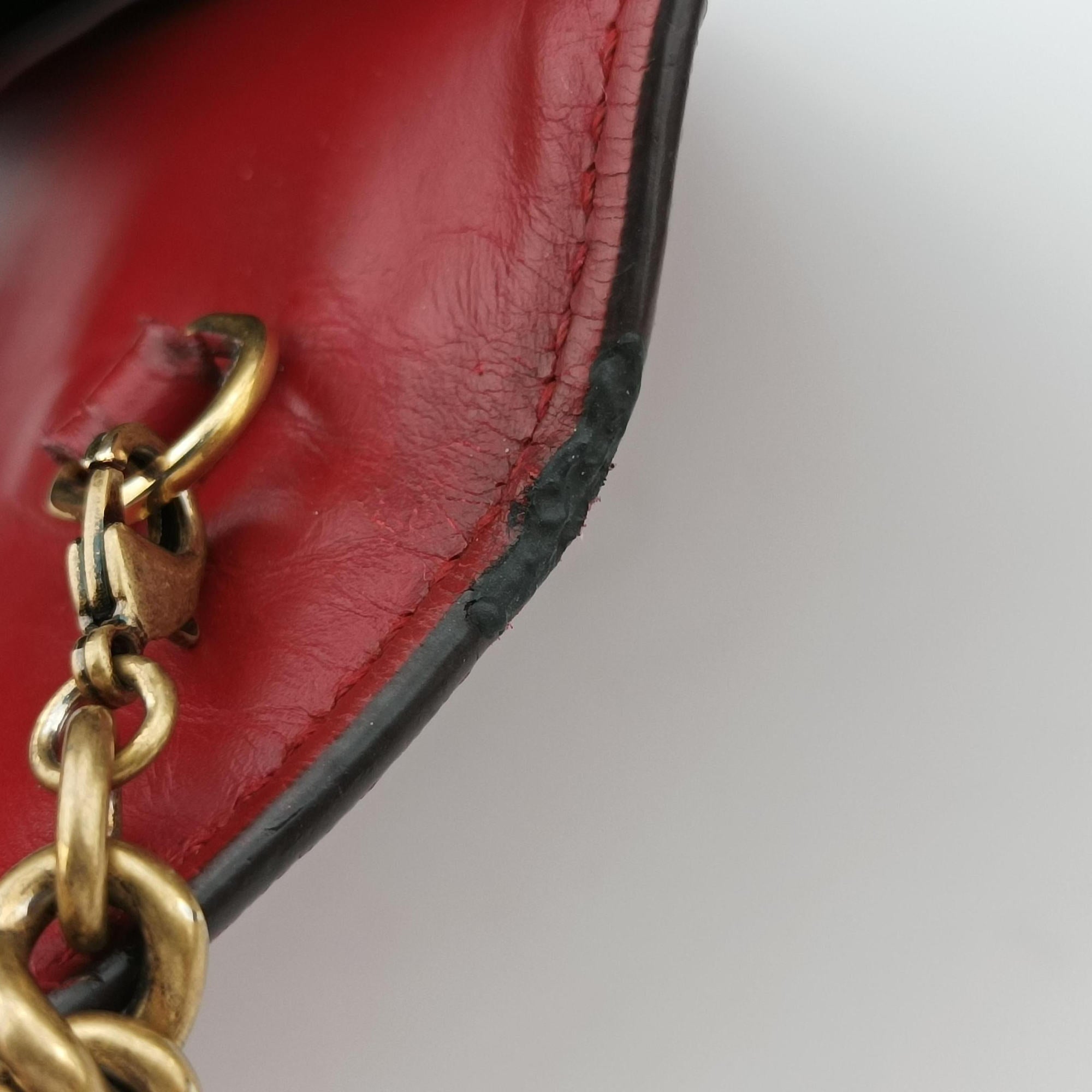 Pre-owned Gucci GG Marmont Red Leather 401232 shoulderbag | stylenewstar