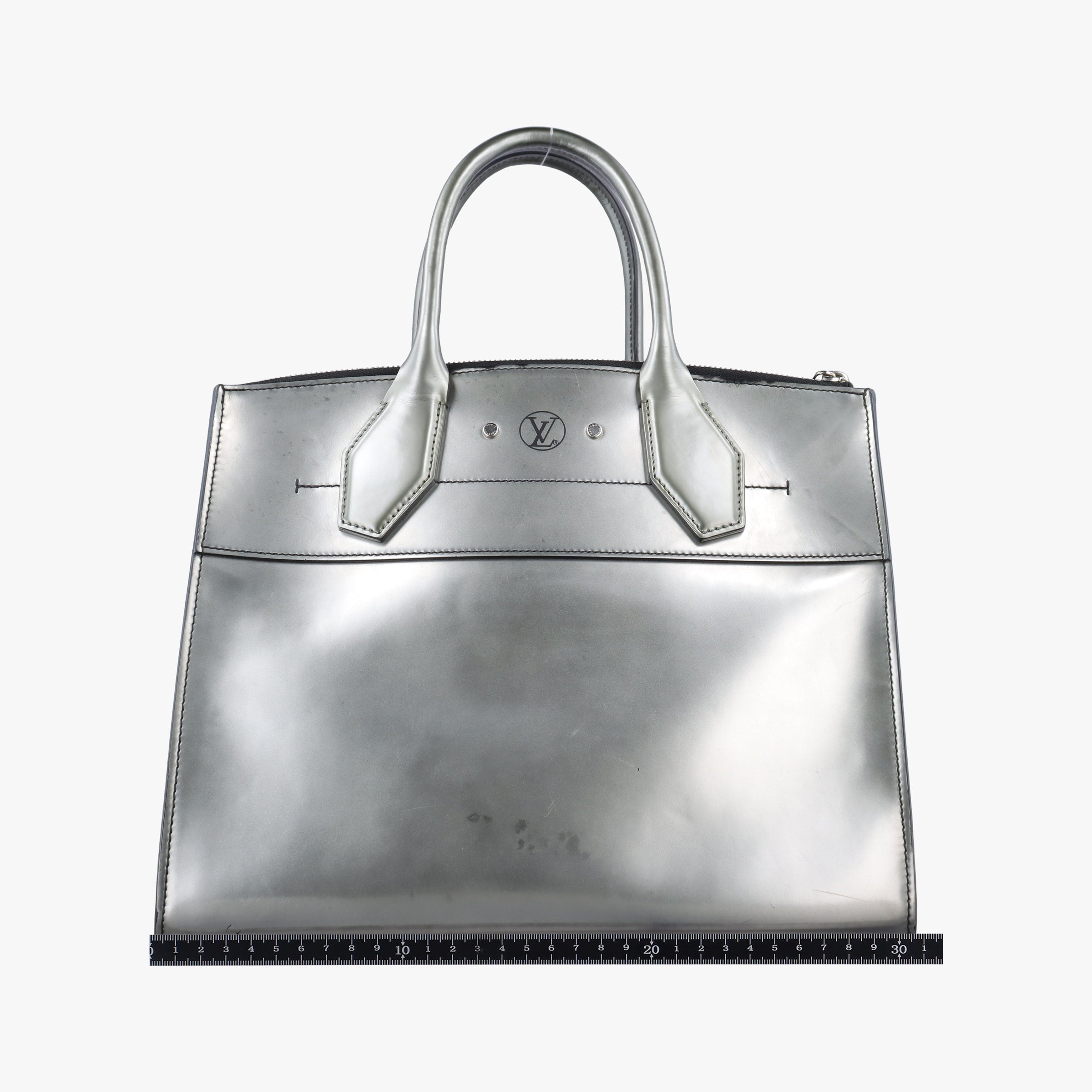 Pre-owned Louis Vuitton City Steamer MM Silver Smooth Calfskin Leather  handbag | stylenewstar