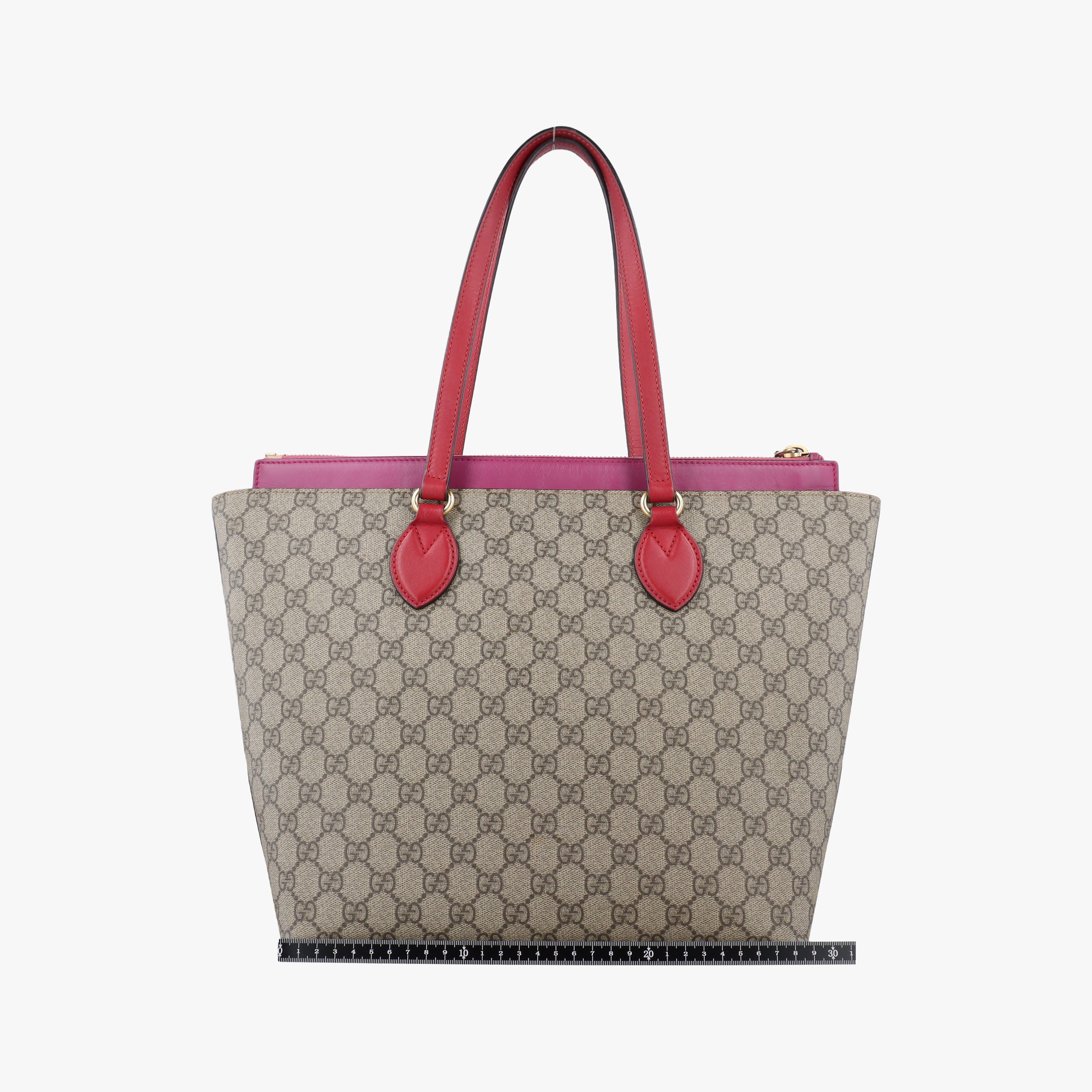Pre-owned Gucci GG SUPREME Beige×Pink×Red PVC coated canvas × leather 415721 handbag | stylenewstar