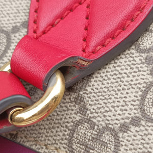 Pre-owned Gucci GG SUPREME Beige×Pink×Red PVC coated canvas × leather 415721 handbag | stylenewstar