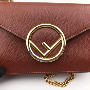 Pre-owned Fendi F is Brown Leather 8BM005 shoulderbag | stylenewstar