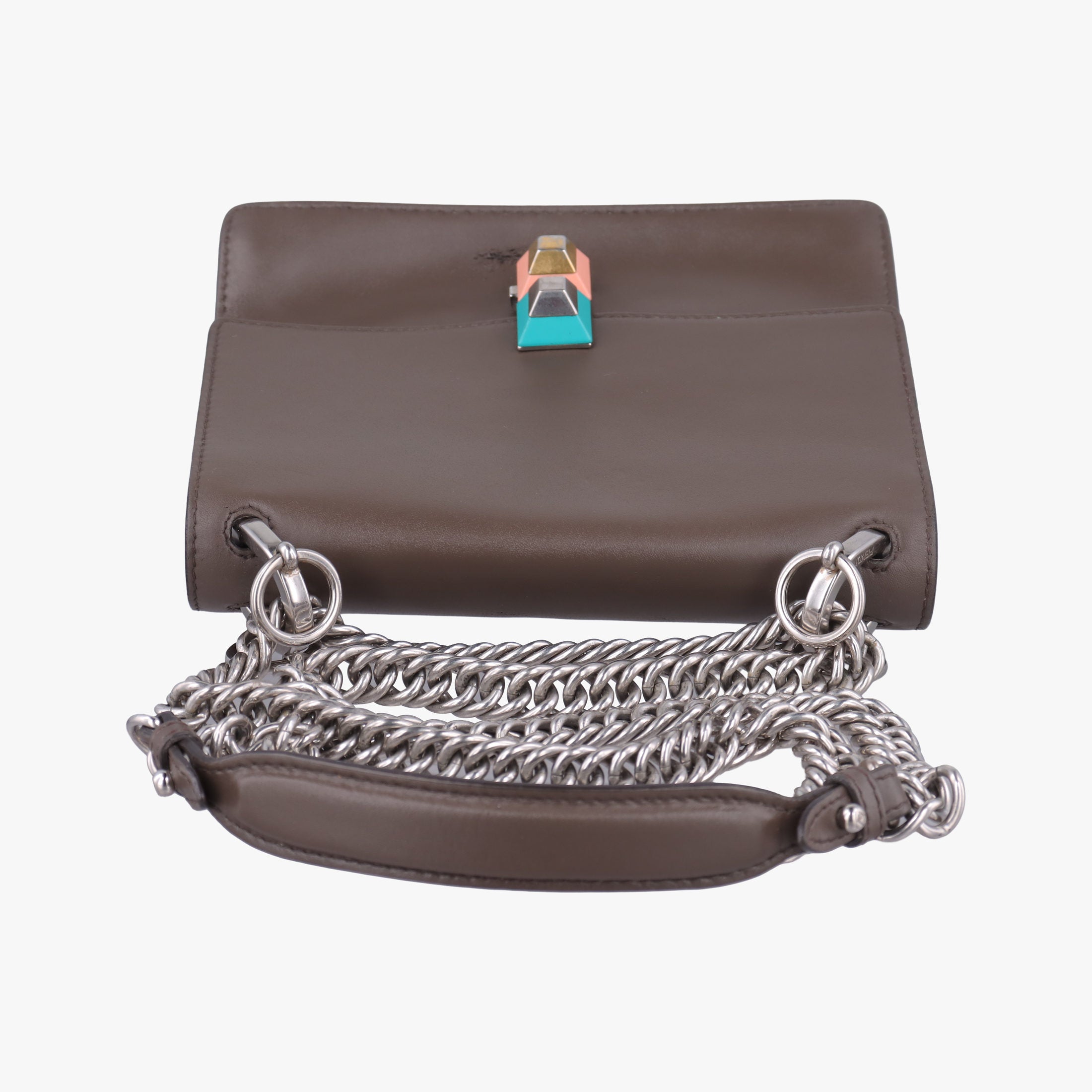 Pre-owned Fendi Kan I Brown Leather 8M0381 shoulderbag | stylenewstar