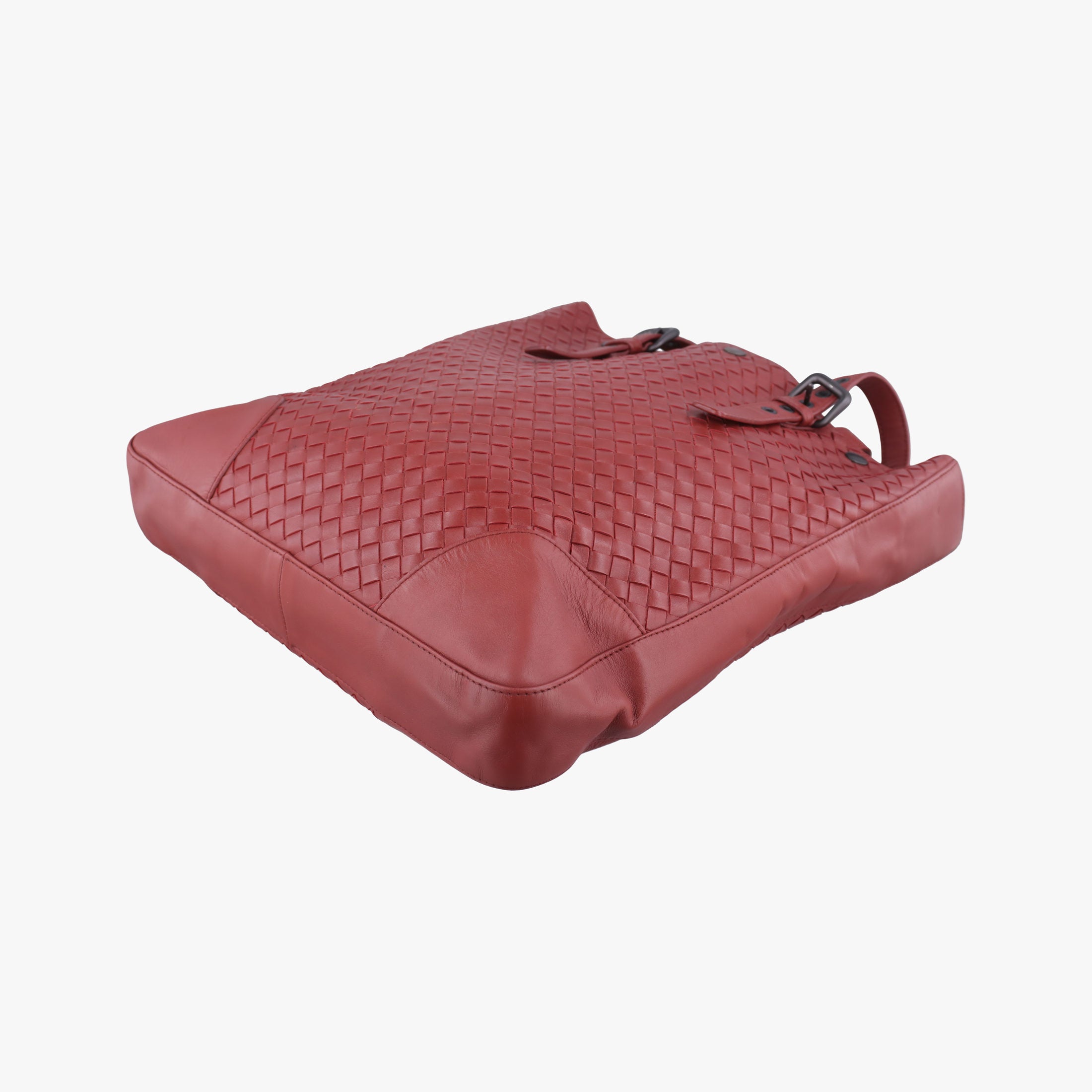Pre-owned Bottega Veneta Intrecciato Shopper Acatl Red lambskin  handbag | stylenewstar