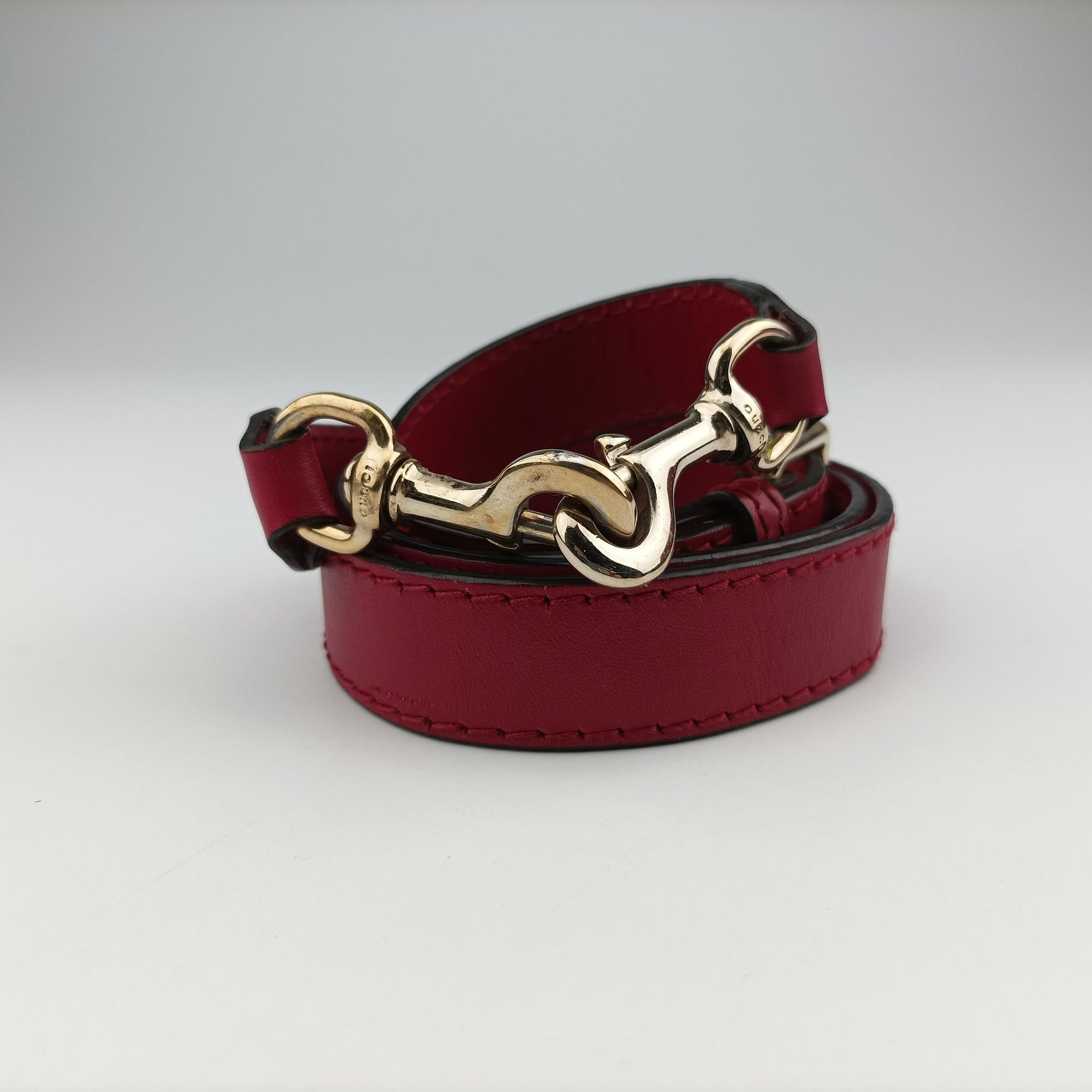 Pre-owned Gucci Sherry Line khaki×red canvas×leather 247205 shoulderbag | stylenewstar