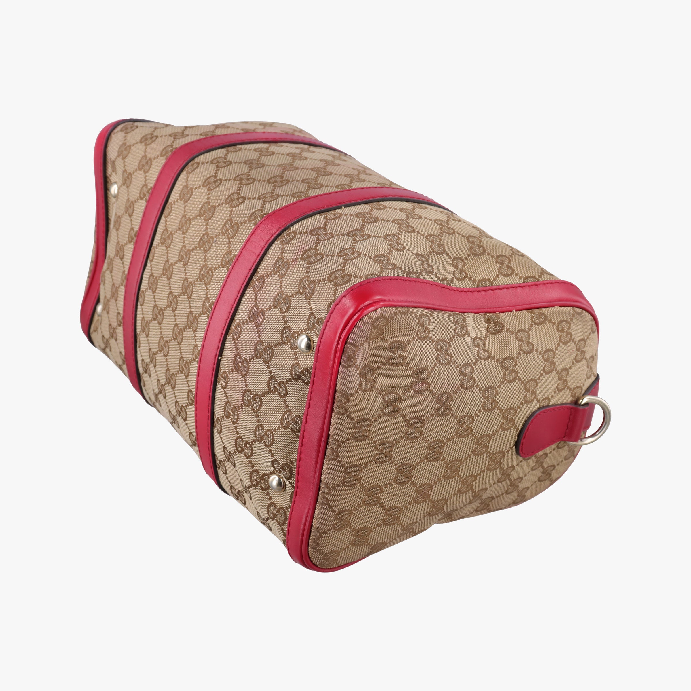 Pre-owned Gucci Sherry Line khaki×red canvas×leather 247205 shoulderbag | stylenewstar