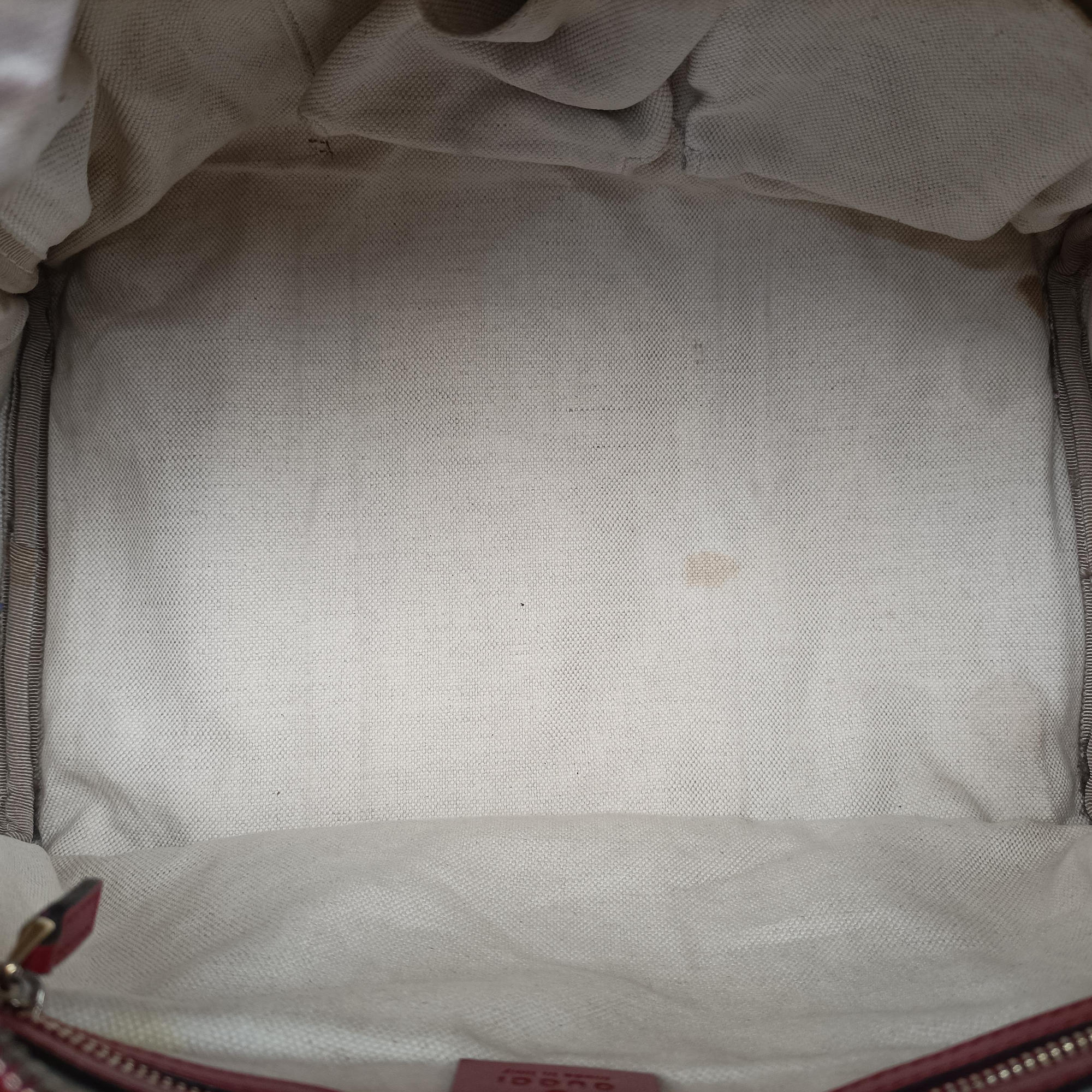 Pre-owned Gucci Sherry Line khaki×red canvas×leather 247205 shoulderbag | stylenewstar