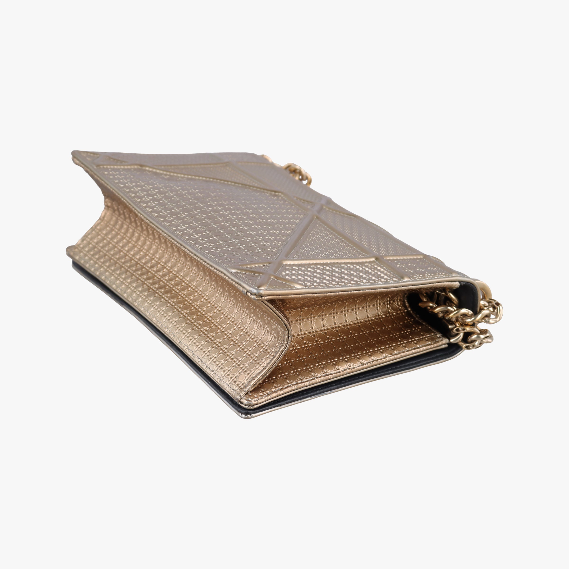 Pre-owned Christian Dior Diorama Golden Patent Leather  shoulderbag | stylenewstar