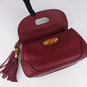 Pre-owned Gucci New Bamboo Burgundy Leather 254884 shoulderbag | stylenewstar