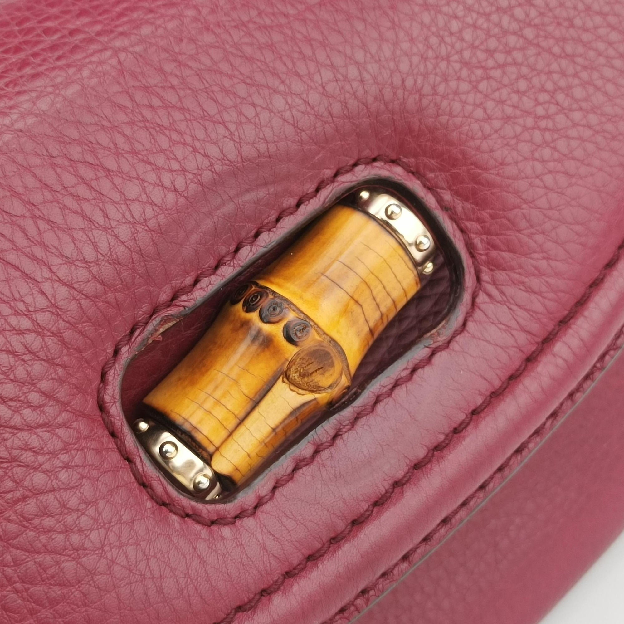 Pre-owned Gucci New Bamboo Burgundy Leather 254884 shoulderbag | stylenewstar