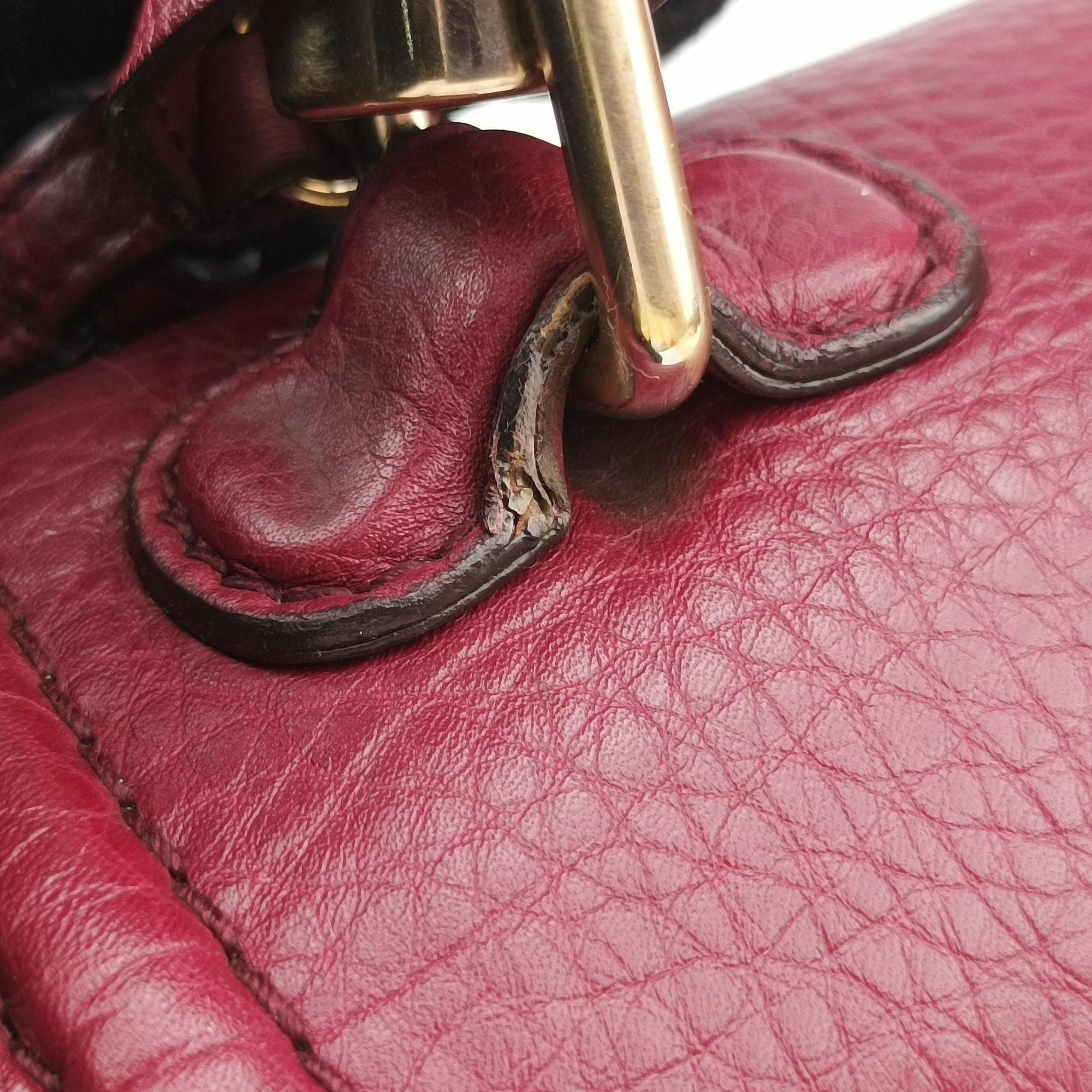 Pre-owned Gucci New Bamboo Burgundy Leather 254884 shoulderbag | stylenewstar