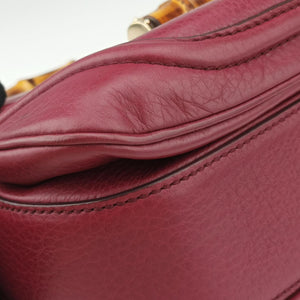 Pre-owned Gucci New Bamboo Burgundy Leather 254884 shoulderbag | stylenewstar