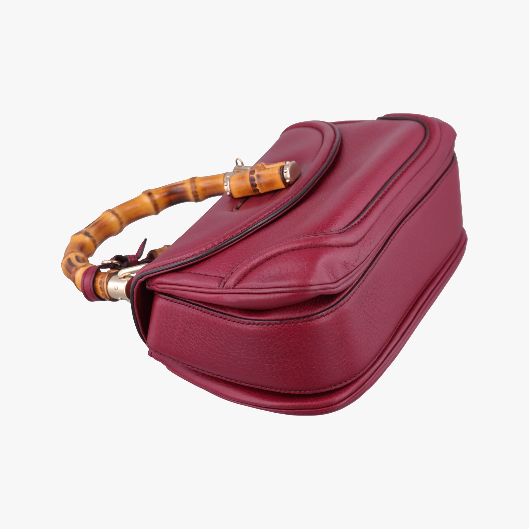Pre-owned Gucci New Bamboo Burgundy Leather 254884 shoulderbag | stylenewstar