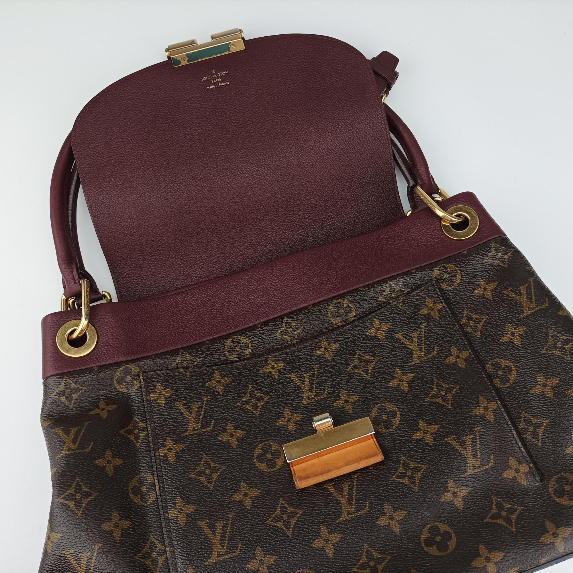 Secondhand Louis Vuitton OLYMPE Brown×QUETSCHE Monogram Canvas×calf leather M40926 handbag | stylenewstar
