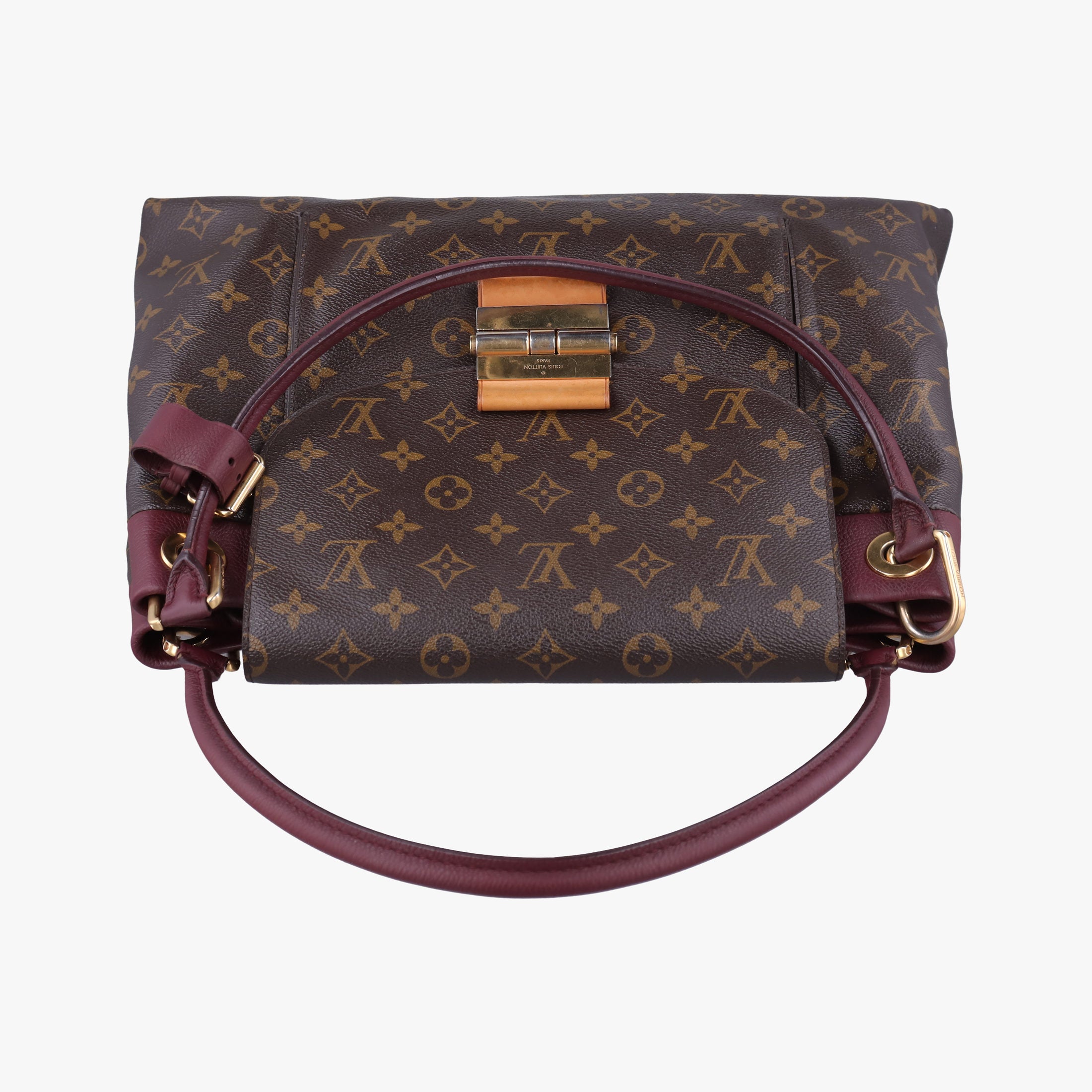 Secondhand Louis Vuitton OLYMPE Brown×QUETSCHE Monogram Canvas×calf leather M40926 handbag | stylenewstar