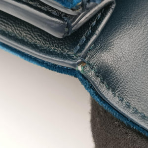 Secondhand Yves Saint Laurent SUNSET Blue velour 441972 shoulderbag | stylenewstar