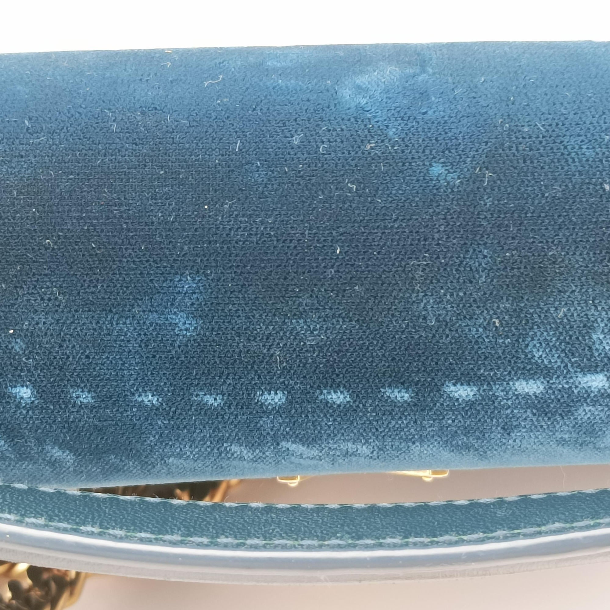 Secondhand Yves Saint Laurent SUNSET Blue velour 441972 shoulderbag | stylenewstar