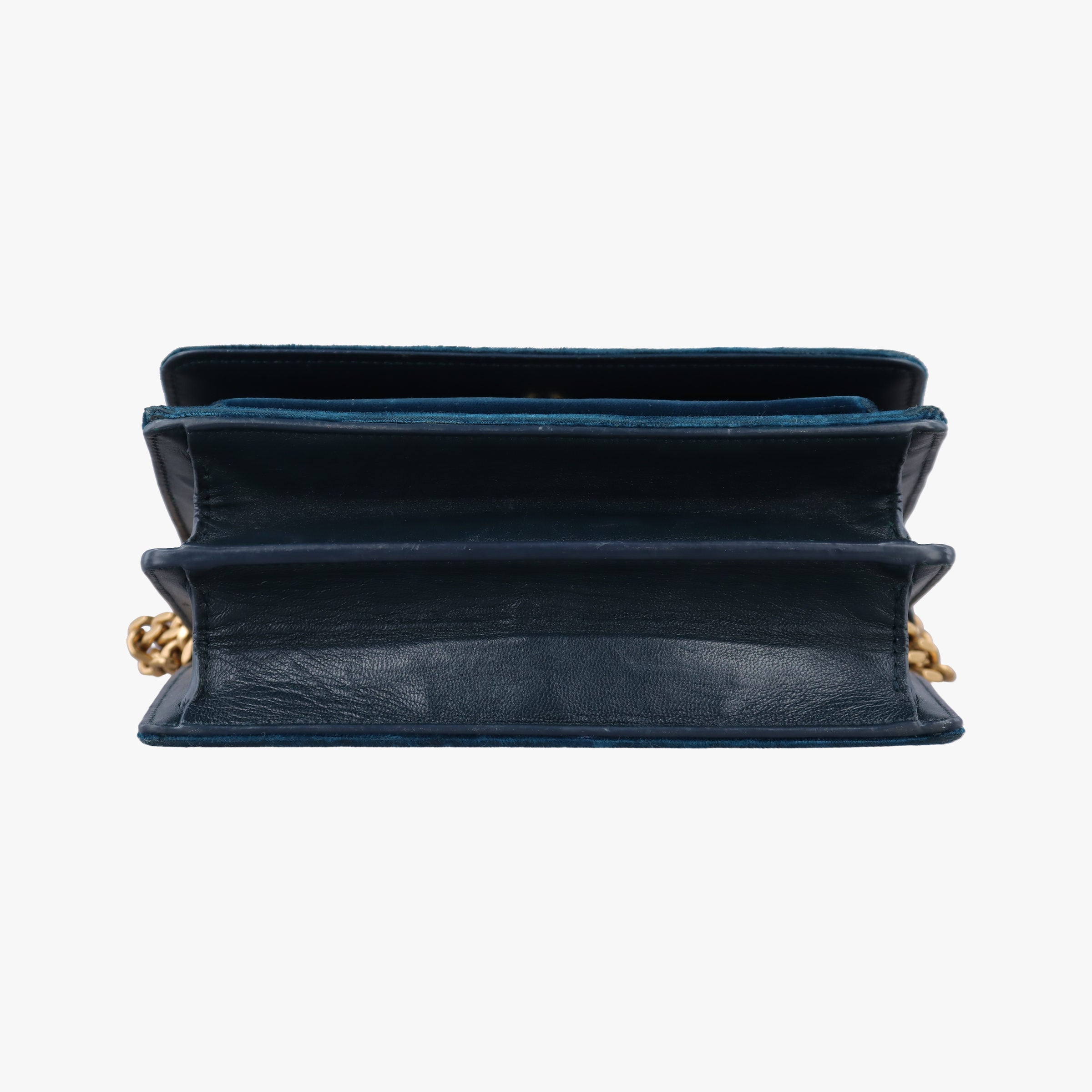 Secondhand Yves Saint Laurent SUNSET Blue velour 441972 shoulderbag | stylenewstar