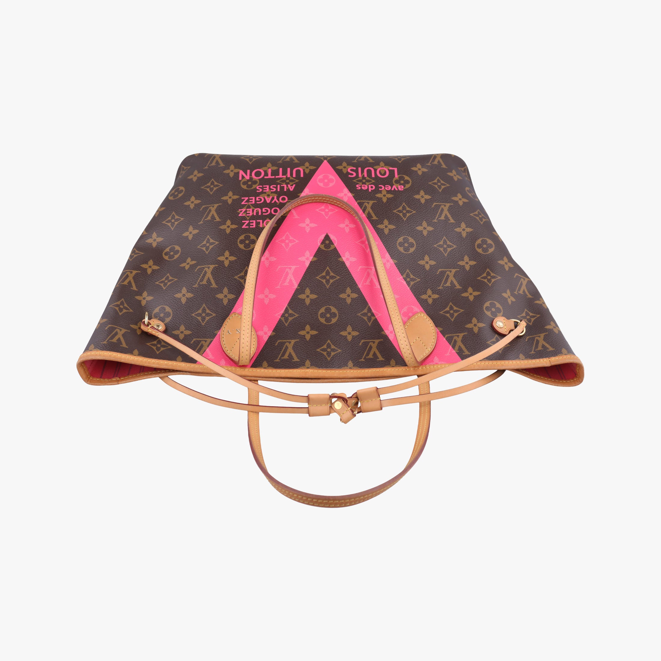 Pre-owned Louis Vuitton Neverfull MM brown×Grenard Pink Monogram Canvas M41602 shoulderbag | stylenewstar