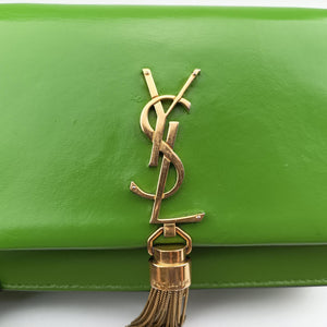 Pre-owned Yves Saint Laurent KATE Green Leather 452159 shoulderbag | stylenewstar