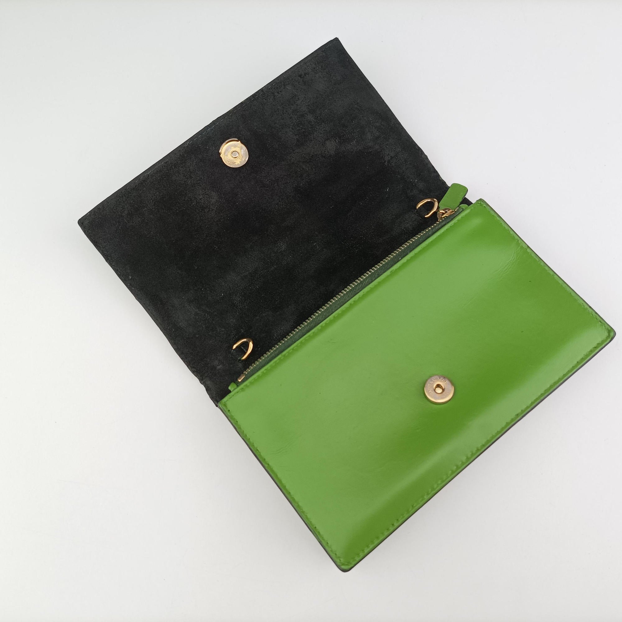 Pre-owned Yves Saint Laurent KATE Green Leather 452159 shoulderbag | stylenewstar