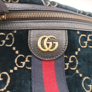Pre-owned Gucci GG Velvet Blue velour 574968 bum bag/waist bag | stylenewstar
