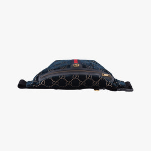 Pre-owned Gucci GG Velvet Blue velour 574968 bum bag/waist bag | stylenewstar