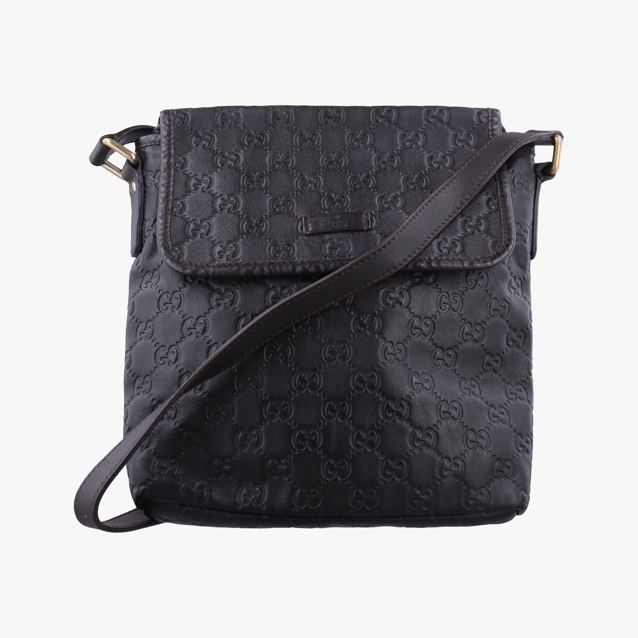 Pre-owned Gucci GG Plus GG Supreme Brown leather 223666 shoulderbag | stylenewstar