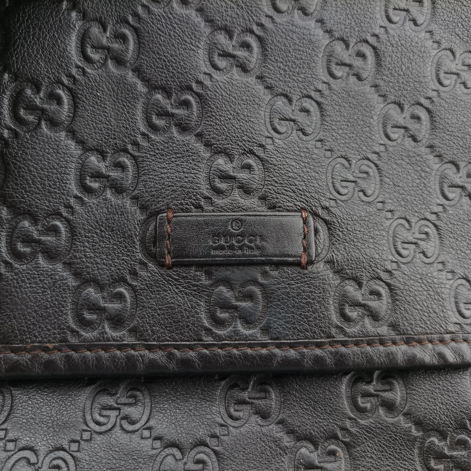 Pre-owned Gucci GG Plus GG Supreme Brown leather 223666 shoulderbag | stylenewstar