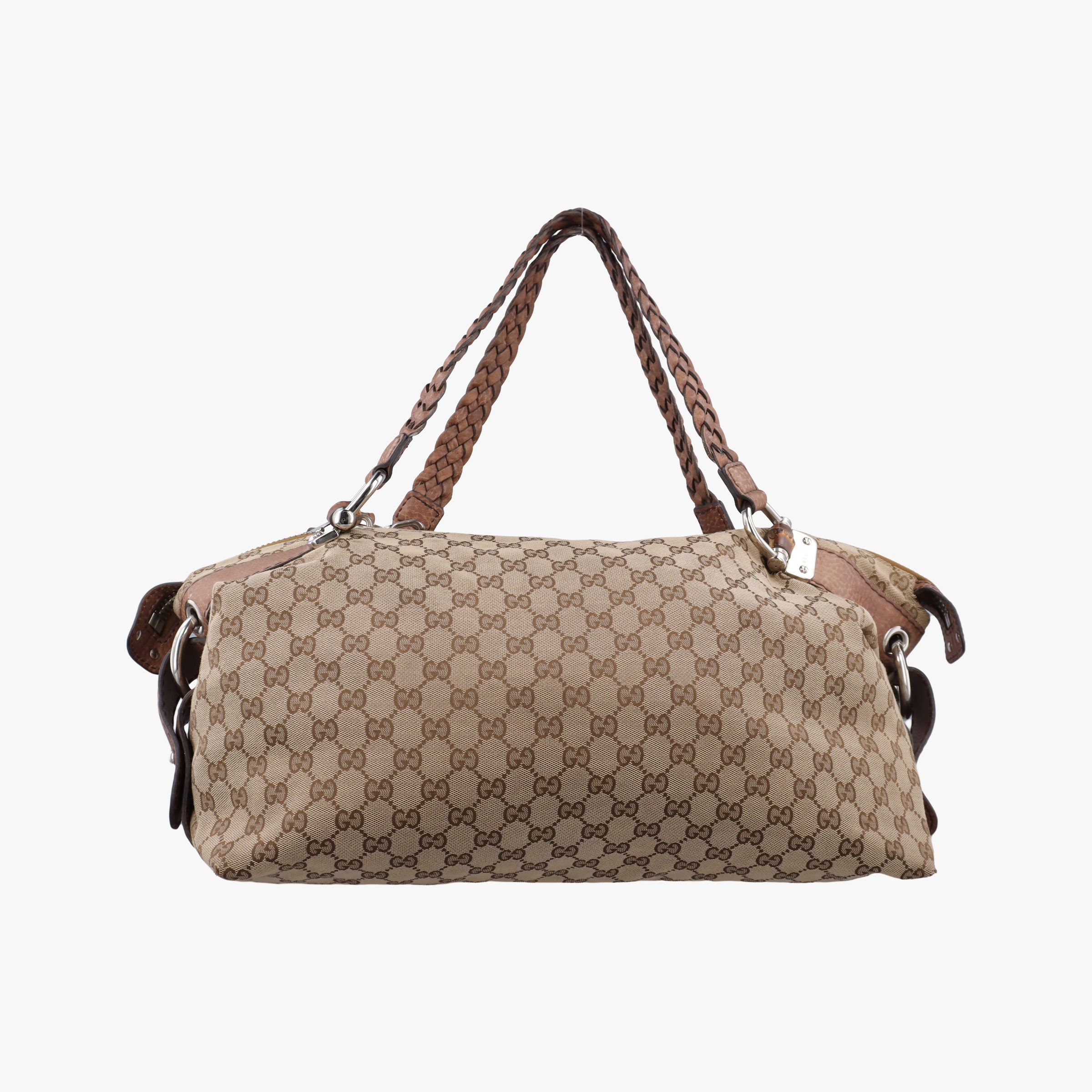 Pre-owned Gucci Medium Bamboo Brown canvas×leather 232959 handbag | stylenewstar