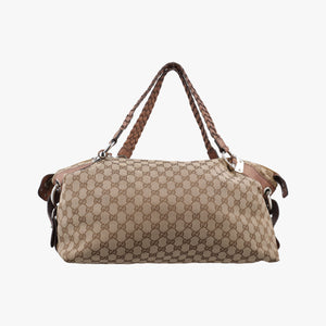 Pre-owned Gucci Medium Bamboo Brown canvas×leather 232959 handbag | stylenewstar
