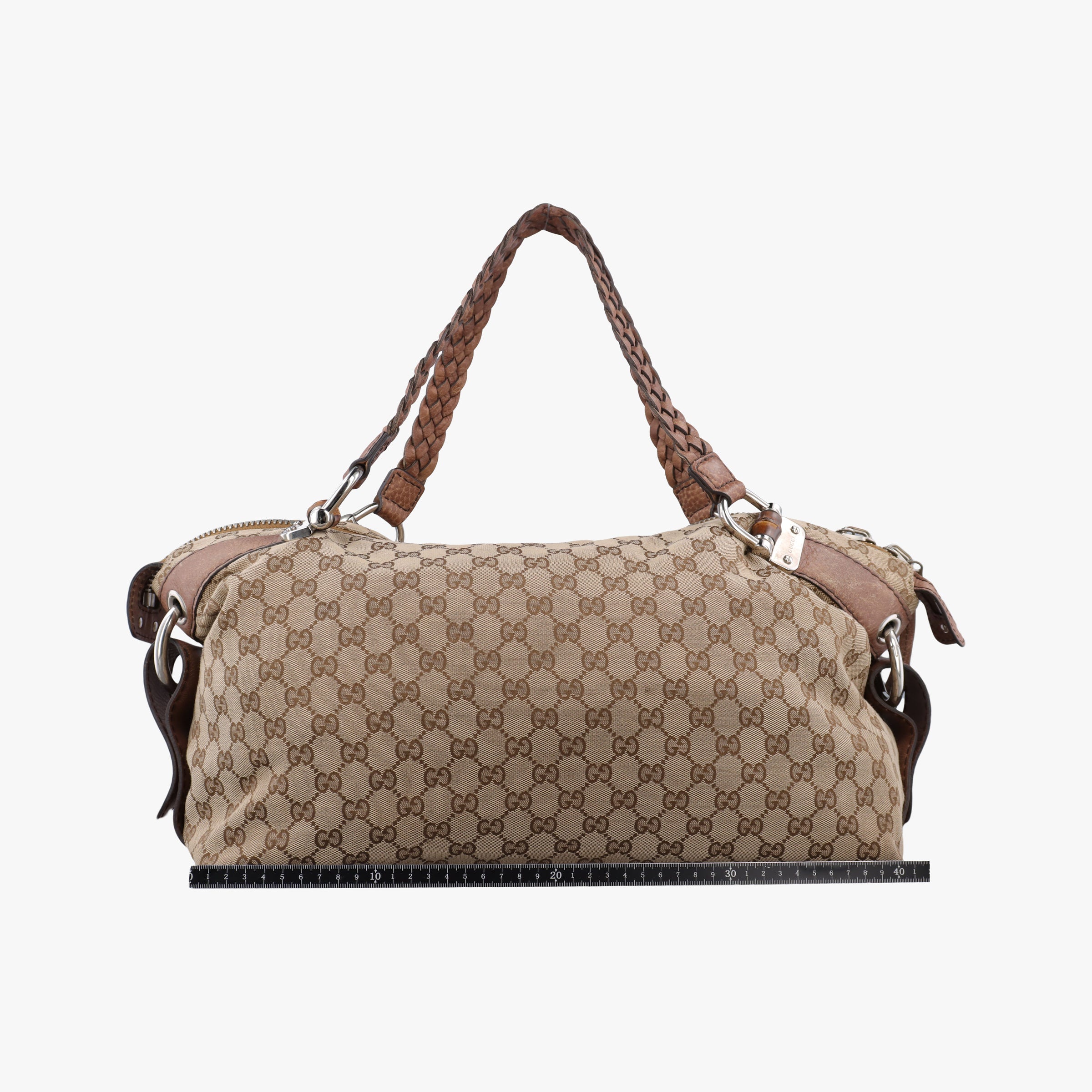 Pre-owned Gucci Medium Bamboo Brown canvas×leather 232959 handbag | stylenewstar