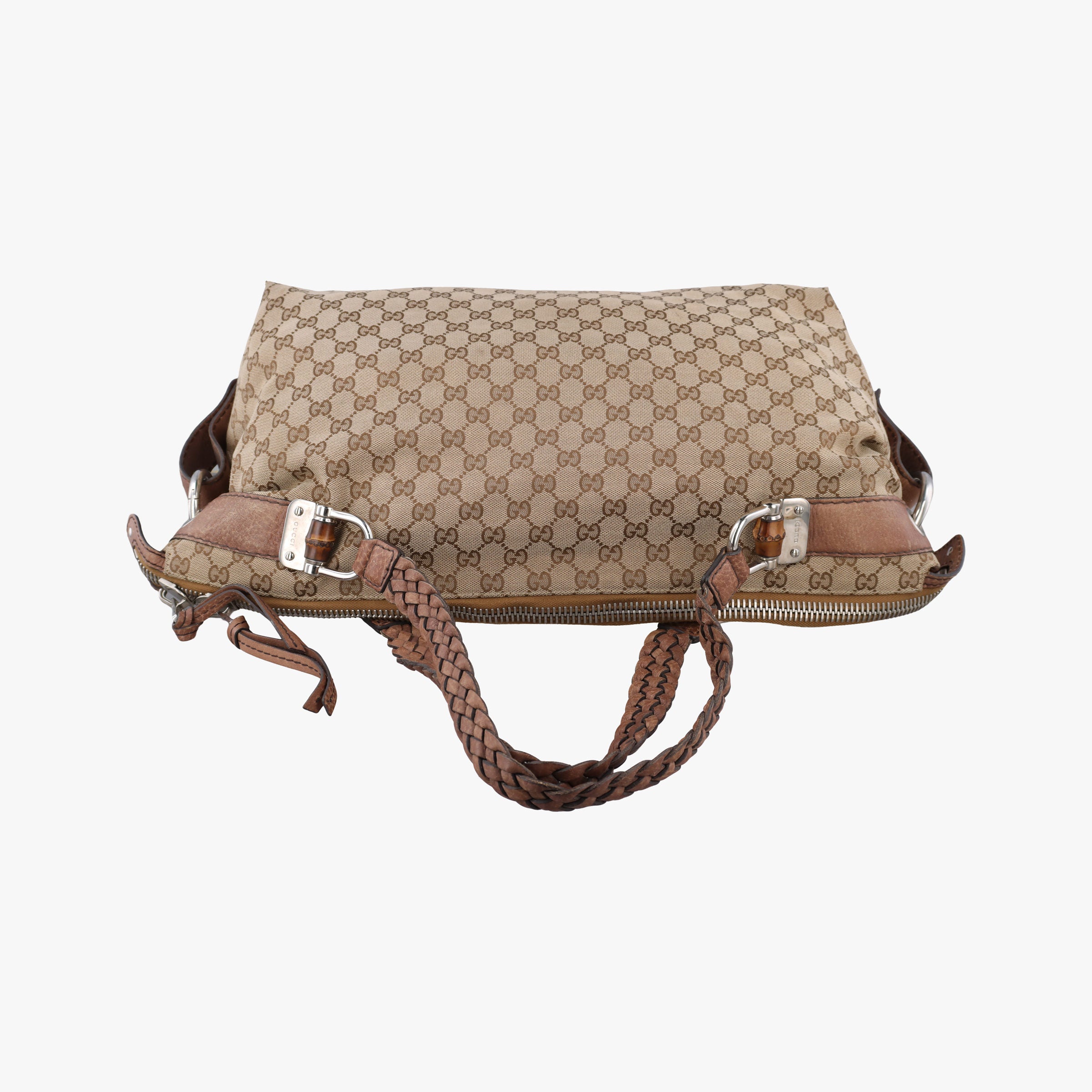Pre-owned Gucci Medium Bamboo Brown canvas×leather 232959 handbag | stylenewstar