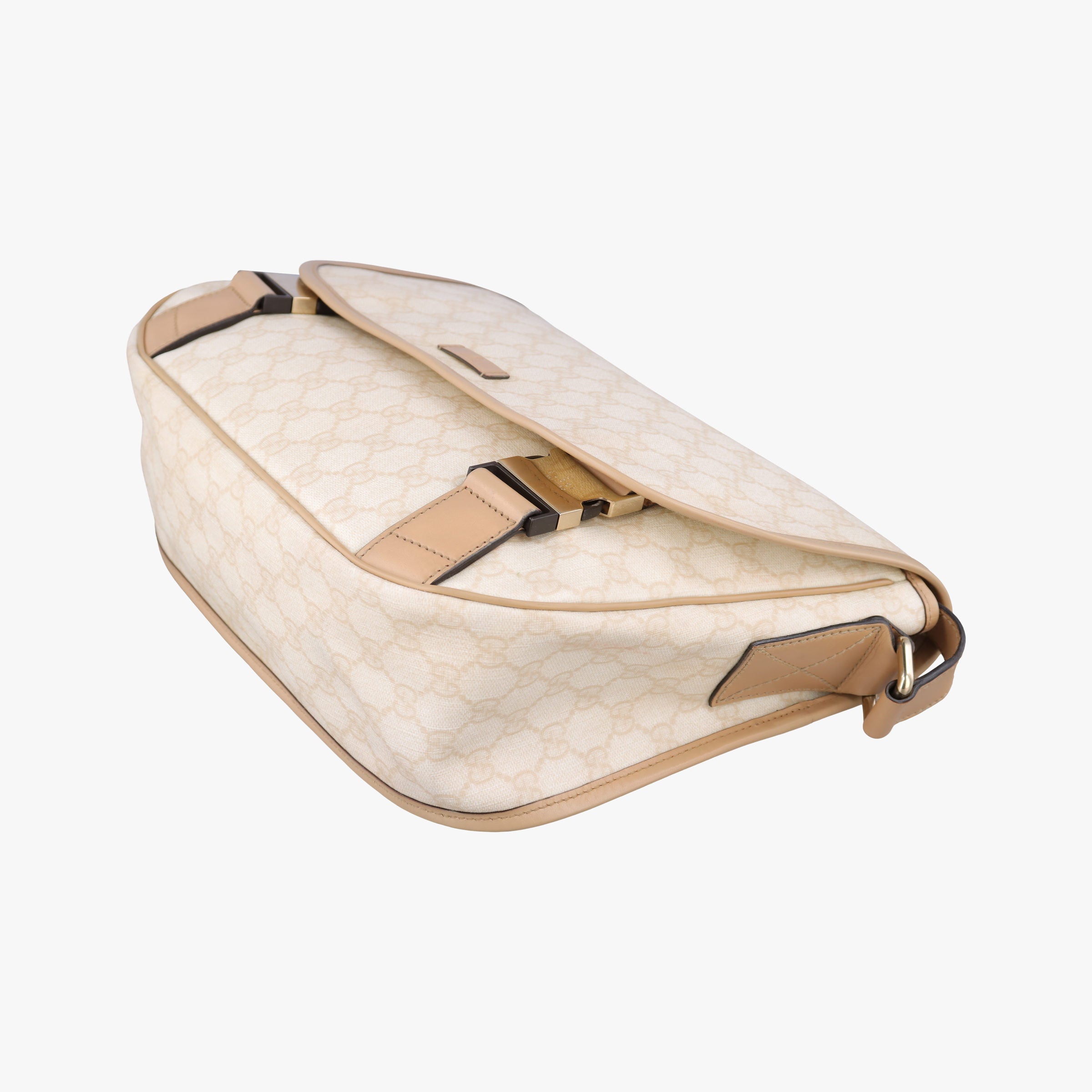 Pre-owned Gucci GG Plus Messenger beige PVC coated canvas×Leather 201732 shoulderbag | stylenewstar