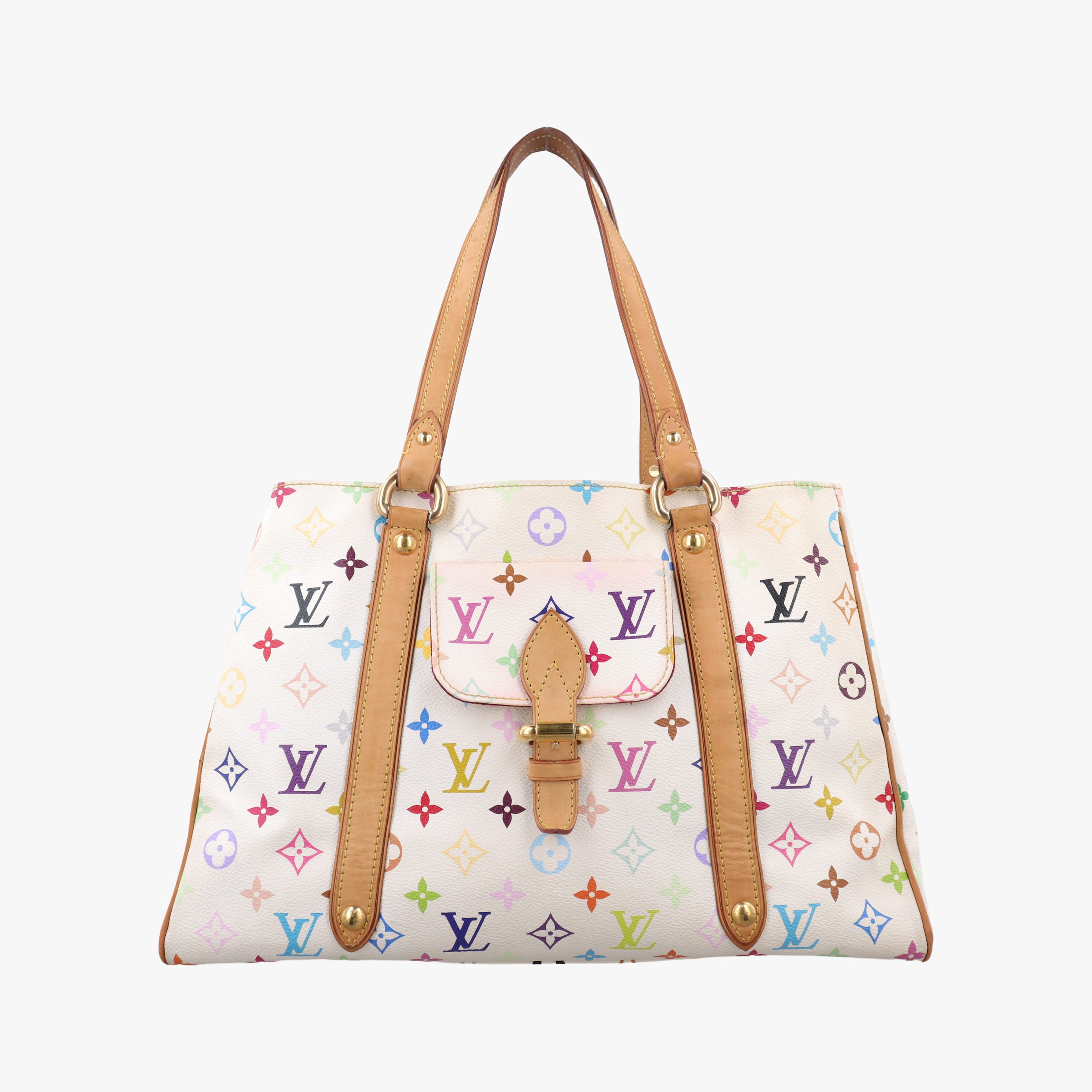Pre-owned Louis Vuitton AURELIA MM white Monogram Multicolor M40094 shoulderbag | stylenewstar